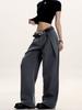 Calça Plissada de Perna Reta Estilo "Old Money" Yongfang para Homens e Mulheres, Versátil Vintage Texturizada Solta Afinando Três-Dimensional Moderna Simples Casual