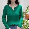 Cárdigan de Punto de Manga Larga con Diseño de Canalé, Versátil para Primavera y Otoño, Top de Punto de Botones Únicos, Chaqueta Pequeña 3009 Capa Base