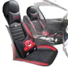 Nuevo Cojín de Seda Helada para Asiento de Coche de Verano, Universal para Cinco Asientos, Funda de Asiento de Coche de Gato de Dibujos Animados, Funda Completa de Cuero para Asiento de Coche