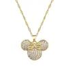 [Acero de titanio] Collar de lujo ligero con un precioso diseño de ratón y diamantes, cadena de clavícula que combina con todo, ideal para celebridades de Internet. Cadena de acero de titanio.