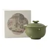 Tazón con Tapa Azul Glaseado y Flores Espolvoreadas con Oro, Juego de Cerámica para Té Kung Fu Casero, Taza de Té para Preparar, Taza de Té para Ofrenda, Taza de Té Personal