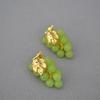 Aretes de Aguja de Plata 925 con Diseño Nicho Moderno Estilo Coreano Vintage Estilo Pastoral Hoja Dorada Uva Linda Aretes para Mujer