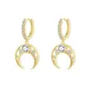 Pendientes de luna creciente transfronterizos europeos y americanos de moda, Pendientes de lujo ligero de alta gama para mujer, Hebilla de oreja de moda incrustada de diamantes
