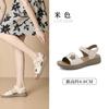 Sandalias de Tiras para Mujer Dadong 2024 Verano Nueva Moda Casual Plano Tacón Medio Velcro