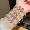 Pulsera Abierta de Doble Capa de Mariposa de Zirconia Fresca y Dulce Moda Pulsera Simple Lujo Ligero Pulsera de Temperamento de Gama Alta para Mujeres