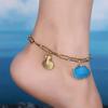 Tobillera Nueva de Concha de Verano Tobillera de Acero Inoxidable Alta Calidad Sin Decoloración Estrella de Mar Azul Concha Joyería de Playa