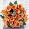 Flores Artificiais Série Casamento: Buquê de Flores Coração de Gelo com 24 Rosas Pequenas, Arranjo Floral para Celebração de Casamento, Decoração de Corredor Flores Artificiais