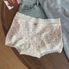 Calzoncillos tipo bóxer para mujer 10A Antibacteriano Tipo de entrepierna extendida tipo a Algodón crudo Cintura media Que cubre la cadera Borde de encaje floral Entrepierna de algodón Ropa interior para mujer
