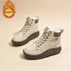 Sapatos de Cano Alto Forrados com Lã de Inverno Femininos Versátil Estilo Coreano de Sola Grossa Quentes de Algodão Tênis Botas Curtas Botas de Neve