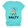 Estación Independiente de Ebay Europea y Americana Ropa Casual y Cómoda para Mujer Salada Todo Allí Sabores Camiseta de Manga Corta con Cuello Redondo