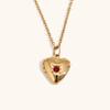 Collar con colgante en forma de corazón de acero inoxidable chapado en oro de 18 quilates con piedra de cumpleaños de diciembre para mujer, estilo transfronterizo europeo y americano
