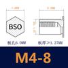 Tuerca remachable galvanizada BSO-M4-L, acero al carbono, protección ambiental, placa de presión de zinc azul y blanco, perno prisionero, agujero ciego, columna de remache