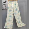 Pantalones de Pijama de Algodón Finos de Verano para Mujer con Estampado de Dibujos Animados, Pantalones de Pierna Ancha para Mujeres Embarazadas, Tallas Grandes, Adecuados para Usar Afuera, Pantalones Largos de Algodón, Exportación