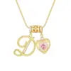 Tk Popular Colgante de Tres Piezas Corazón Rosa de Circonita Incrustada de Microcobre Cadena para Clavícula Collar de Letras Elegante Versátil Joyería