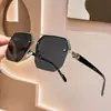 Gafas de Sol Nuevas Transfronterizas para Hombres y Mujeres, Cuadradas de Marco Delgado para Adelgazar Rostro Grande, Gafas de Sol de Medio Marco de Moda Anti-UV