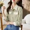 Foto Real de Roupas Femininas para Comércio Exterior: Camisa de Chiffon Elegante Casual Outono Nova Moda Feminina com Gola, Cardigã, Camisa, Camisa Básica