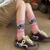 Calcetines de verano de dibujos animados de Stitch estilo coreano, calcetines de verano de tubo medio nuevos para chicas estudiantes, calcetines de algodón de tubo medio lindos para mujer
