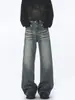 Ropa para Hombre Fengshe / Nueva Colección Primavera y Otoño Peso Pesado Streetwear Americano Versátiles Jeans de Pierna Ancha hasta el Tobillo para Hombres y Mujeres, Corte Holgado con Ligero Acampanado