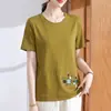 Nueva Camiseta de Manga Corta de Verano 2026 para Madres, Estilo Holgado Elegante, Blusa Bordada Talla Grande, Top Delgado para Mujeres de Mediana Edad y Mayores