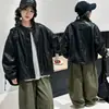Chaqueta de cuero para niña, estilo primavera/otoño, nueva colección 2026, atuendo de otoño de moda para niños, moderno y elegante, top casual para niños mayores
