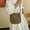 Bolso Tejido de Paja para Mujer 2026 Nueva Moda Versátil Bolso Tejido con Borlas Bolso de Playa para Vacaciones en la Costa Bolso de Hombro Único Cruzado