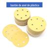 Lixa para desbaste a seco lixa flocada lixa redonda amarela lixa para máquina de desbaste a seco pneumática lixa para marcenaria 5 polegadas 6 furos