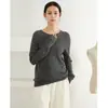 Suéter multicolor 100% lana, cuello redondo, estilo jersey, corte holgado, efecto adelgazante, adecuado para usar en capas o solo, perfecto para otoño e invierno