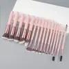 Set de brochas de maquillaje de 16 piezas directo de fábrica con mangos de madera y cerdas sintéticas, set profesional completo para base de rostro y aplicación de corrector sin imperfecciones