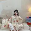 Conjunto Novo de Verão Hangtie de Três Peças Fino Doce Gola V Cardigã Solto Peça Externa Roupas de Casa Pijamas para Mulheres