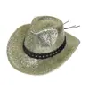Chapéu de Cowboy com Glitter Transfronteiriço Chapéu de Cowboy com Glitter Rosa Boate Dança Carnaval Festa na Praia Topete com Glitter Dourado