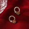 Corea del Sur aretes perla O-rosa temperamento aretes círculo geométrico aretes simples de alta gama venta al por mayor