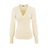 Suéter de punto sexy de manga larga con cuello en V cruzado profundo, nuevo estilo de primavera, elegante fruncido en la cintura, ajustado, color liso, jersey para mujer