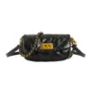 Yue Zi 2026 Outono/Inverno Nova Bolsa Transversal Acolchoada com Diamantes Bordados Corrente Bolsa Feminina Texturizada Popular Corrente Versátil Pequena Bolsa de Ombro