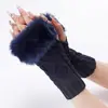 Guantes Peludos Cortos en Forma de Diamante Nuevas Mangas de Lana para Otoño e Invierno Mangas Falsas para Mujer Mangas de Muñeca y Brazo Cálidas de Punto sin Dedos