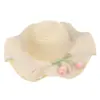 Chapéu de Palha com Proteção Solar para Menina de Verão Chapéu de Palha Pequena Princesa de Verão Proteção Solar para Praia Aba Larga Tulipa Chapéu de Pescador Chapéu de Palha