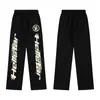 Exportación Transfronteriza Nueva Marca de Moda Europea y Americana Hellstar Hellstar Pantalones Casuales Lavados en Negro con Estampado y Desgastados para Hombre