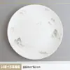 Conjunto de Louça Cerâmica com Borda Dourada Novo Restaurante Chinês Hotel Clube Sala de Jantar Comercial Conjunto de Três Peças com Tigela e Prato