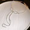 Collar de perlas de diamante cuadrado esmeralda apilado de doble capa Moda retro ins europea y americana collar de temperamento choker