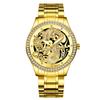 Reloj Marca Fenzun para Hombre Comercio Electrónico Transfronterizo Clase II Resistente al Agua Luminoso Dorado Antiguo Cuarzo Correa de Acero Calendario Reloj Dragón