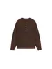 Suéter de Punto con Bloques de Color, Cuello Henley y Botones para Hombre, Otoño e Invierno, Cálido, Holgado, Casual, Vintage, Prendas de Punto Versátiles