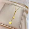 [Aço Titânio] Estrela com Franja Estilo Minimalista Forno Ouro Real Colar Feminino Ins Celebridade da Internet Corrente da Clavícula Acessórios