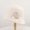 [Em Estoque] Chapéu bucket de lã de alpaca com design de nicho coreano, com estrelas e laços, quente e estiloso