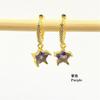 Aretes colgantes de estrella de cinco puntas color circón con microincrustaciones de cobre, estilo casual, accesorios para aretes de mujer, recubrimiento galvánico de retención de color dorado