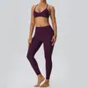 Conjunto de Yoga Sexy Sujetador Halter de Cuello en V Pantalones Largos Elevadores de Glúteos Sensación Desnuda Doble Mate Ropa Deportiva 62767+52341