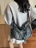 Bolso Bandolera de Mezclilla Sencillo y Versátil para Estudiantes Universitarios Nuevo Verano 2026 Bolso Tote Retro de Gran Capacidad