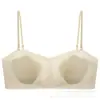Sujetador de Espalda Invisible tipo Base de Maquillaje Ultra Delgada de Verano con Copas de Patitas de Gato para Bustos Pequeños, Ropa Interior Strapless Cómoda y Transpirable al por Mayor