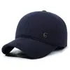 Novos Chapéus de Lã Grossos Quentes de Algodão de Inverno para Homens de Meia-Idade e Idosos Chapéus de Basebol à Prova de Vento para Proteção Auricular ao Ar Livre