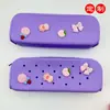 Estojo de silicone com furos personalizável para estudantes, caixa de papelaria, bolsa para guardar lápis, acessórios para estudantes, pingente de presente de fábrica de comércio exterior