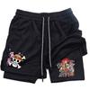 AnimeanimationOnePiece Shorts de praia com estampa perimetral e transfronteiriça, shorts de camada dupla