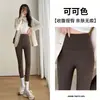 Leggings de Pele de Tubarão Escovada de Alta Qualidade para Mulheres, Roupa Exterior Fina de Lã para Outono, Calças Barbie de Cor Sólida com Cintura Alta e Controle de Barriga